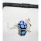 Collier "Dalia" - Perle de verre - Argent et Strass - Bleu hivernal