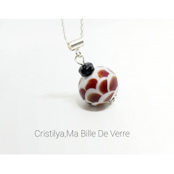 Collier "Dalia" - Perle de verre - Argent et Strass - Rouge Blanc