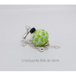 Collier "Dalia" - Perle de verre - Argent et Strass - Vert