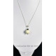 Collier "Dalia" - Perle de verre - Argent et Strass - Blanc et Beige