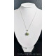 Collier "Dalia" - perle de verre - argent et Strass - Vert gris boisé