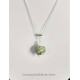 Collier "Dalia" - perle de verre - argent et Strass - Vert gris boisé