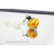 Collier "Dalia" - perle de verre - argent et Strass - Orange et Blanc