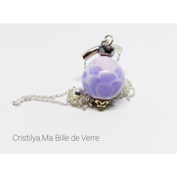 Collier "Dalia" - perle de verre - argent et Strass - Mauve