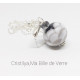 Collier "Dalia" - perle de verre - argent et Strass - Gris Blanc