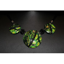 Collier en polymère Valérie Vert-jaune C125