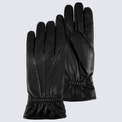 Gants Isotoner, gants tactiles doublés homme en cuir noir