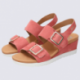 Sandales Mephisto, sandales à talons compensés retro femme en cuir vieux rose