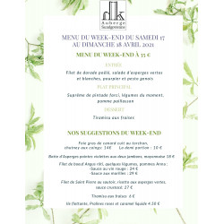 VENTE A EMPORTER : NOTRE MENU DU WEEK-END + LA CARTE