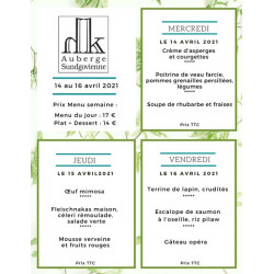VENTE A EMPORTER NOS MENUS DU JOUR